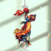 Woman with Basket Acrylic Suncatcher, Colorful Stained Glass Style Art, Boho Window Decor, Goddess Gift for Home and Nature Lovers